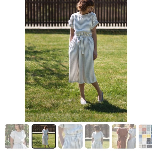 OffOn linen charcoal blue dress with pockets - Picture 7 of 8